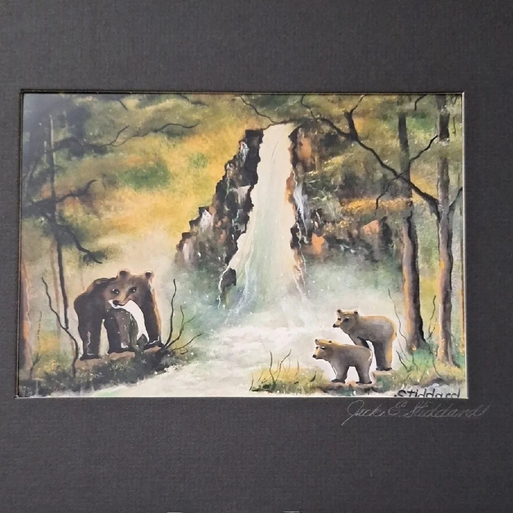 NWT - Yosemite - Mama Bear And Cubs 5x7 On A 8x10 Mat By Jack E. Stiddard - Picture 5 of 9